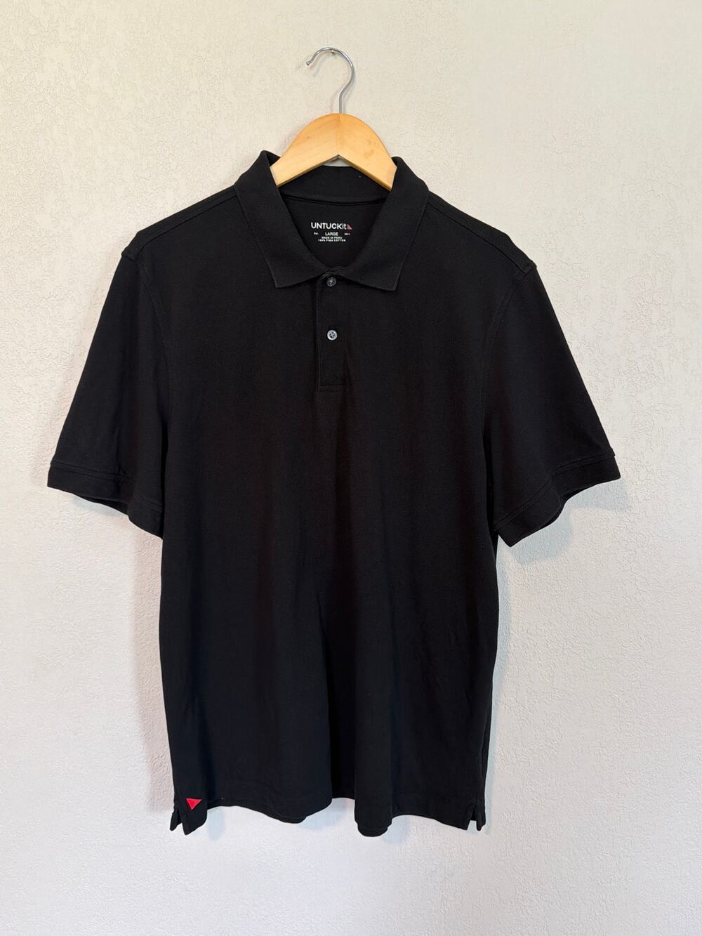 UNTUCKit Men’s Black 100% Pima Cotton Polo, L